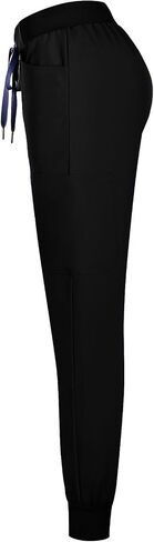 Minty Mint Women's Stylish Contrast Draw String Easy Wear Fit Lightweight Durable Stretchy Scrubs Jogger Pants Women Juniors Medical Scrub Nurse Doctor 7F3b Black M in Saudi Arabia