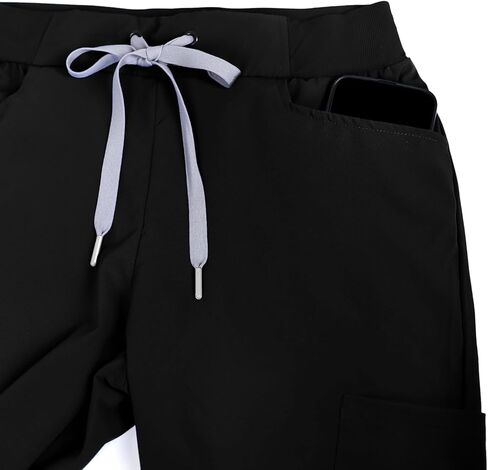 Minty Mint Women's Stylish Contrast Draw String Easy Wear Fit Lightweight Durable Stretchy Scrubs Jogger Pants Women Juniors Medical Scrub Nurse Doctor 7F3b Black M in Saudi Arabia