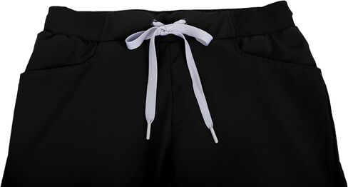 Minty Mint Women's Stylish Contrast Draw String Easy Wear Fit Lightweight Durable Stretchy Scrubs Jogger Pants Women Juniors Medical Scrub Nurse Doctor 7F3b Black M in Saudi Arabia
