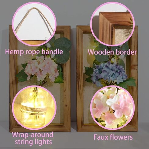 شمعدانات حائط زجاجية مصنوعة يدويًا من هوليتاون مع مصابيح LED - ديكور حائط برطمان ميسون مزخرف مع باقة كوبية - هدية مثالية للدفء المنزلي in Kuwait