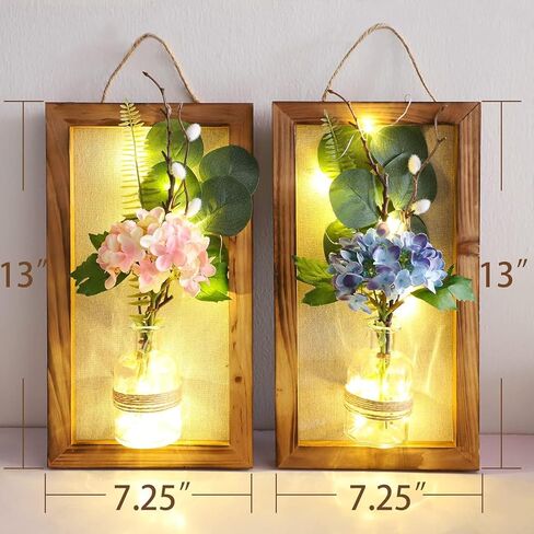 شمعدانات حائط زجاجية مصنوعة يدويًا من هوليتاون مع مصابيح LED - ديكور حائط برطمان ميسون مزخرف مع باقة كوبية - هدية مثالية للدفء المنزلي in Kuwait