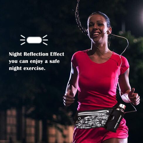 حزام الجري مع حامل زجاجة ماء وحزمة الخصر المرطبة للرجال والنساء، حزمة فاني عاكسة للماء، حزام جري خفيف للغاية للهواتف 7 بوصات، معدات الجري لركوب الدراجات، والمشي، والمشي لمسافات طويلة (أسود)... in Kuwait