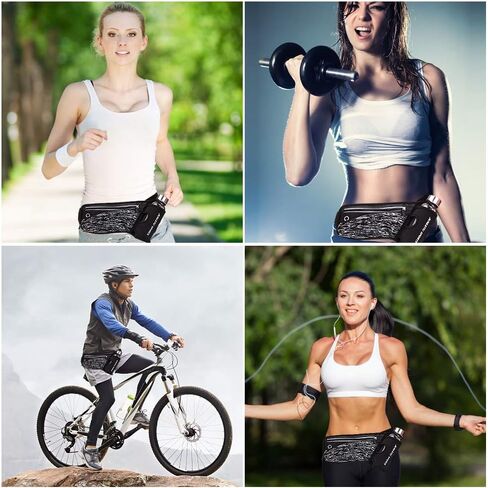 حزام الجري مع حامل زجاجة ماء وحزمة الخصر المرطبة للرجال والنساء، حزمة فاني عاكسة للماء، حزام جري خفيف للغاية للهواتف 7 بوصات، معدات الجري لركوب الدراجات، والمشي، والمشي لمسافات طويلة (أسود)... in Kuwait