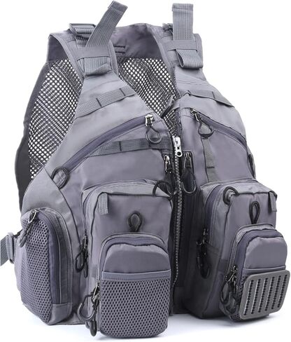 M MAXIMUMCATCH Maxcatch Fly Fishing Vest Pack Pack للرجال والنساء للأنشطة الخارجية، شبكة مسامية قابلة للتعديل in Kuwait