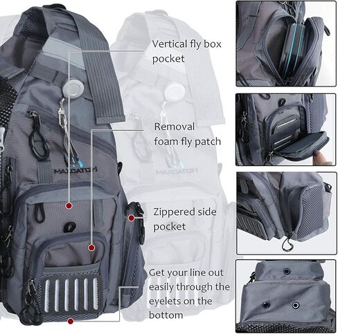 M MAXIMUMCATCH Maxcatch Fly Fishing Vest Pack Pack للرجال والنساء للأنشطة الخارجية، شبكة مسامية قابلة للتعديل in Kuwait