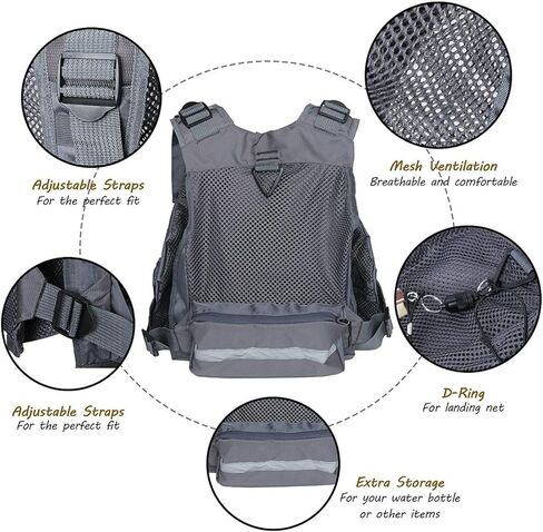 M MAXIMUMCATCH Maxcatch Fly Fishing Vest Pack Pack للرجال والنساء للأنشطة الخارجية، شبكة مسامية قابلة للتعديل in Kuwait
