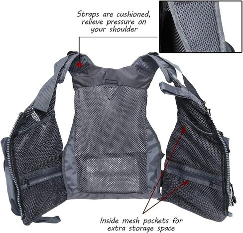 M MAXIMUMCATCH Maxcatch Fly Fishing Vest Pack Pack للرجال والنساء للأنشطة الخارجية، شبكة مسامية قابلة للتعديل in Kuwait