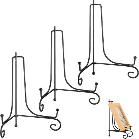 3 قطع حامل لوحة مقاس 8 بوصة للعرض، حامل لوحة حديد أسود مضاد للانزلاق لحوامل العرض، حامل إطار الصورة، حامل عرض لوحة مزخرفة للوحة الصور الفوتوغرافية، لوحات فنية in Kuwait