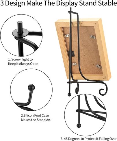 3 قطع حامل لوحة مقاس 8 بوصة للعرض، حامل لوحة حديد أسود مضاد للانزلاق لحوامل العرض، حامل إطار الصورة، حامل عرض لوحة مزخرفة للوحة الصور الفوتوغرافية، لوحات فنية in Kuwait