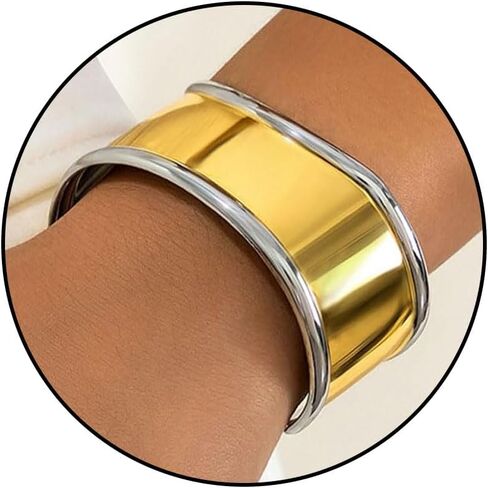 Gold Bangle Bracelets for Women Chunky Gold Bracelet Gold Cuff Bracelet Wide Gold Bangle Bracelet Hammered Open Wrist Cuff Bracelet Trendy Gold Jewelry in Saudi Arabia