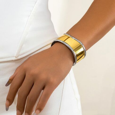 Gold Bangle Bracelets for Women Chunky Gold Bracelet Gold Cuff Bracelet Wide Gold Bangle Bracelet Hammered Open Wrist Cuff Bracelet Trendy Gold Jewelry in Saudi Arabia