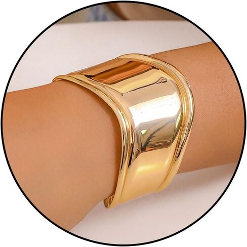 Gold Bangle Bracelets for Women Chunky Gold Bracelet Gold Cuff Bracelet Wide Gold Bangle Bracelet Hammered Open Wrist Cuff Bracelet Trendy Gold Jewelry in Saudi Arabia
