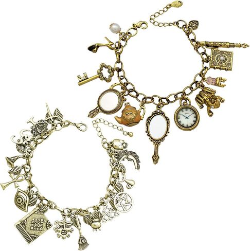 RechicGu Vintage 2pcs Fairy Tale Movie Lucky Myth Charms Friendship Cuff Bangle Bracelet Wicca Gift in Saudi Arabia