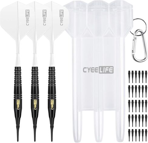 CyeeLife 18g Soft Tip Darts with Carry case and 30 Extra Points,Professional Plastic Darts Set,Multiple colors available in Saudi Arabia