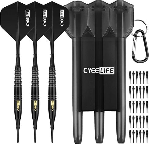 CyeeLife 18g Soft Tip Darts with Carry case and 30 Extra Points,Professional Plastic Darts Set,Multiple colors available in Saudi Arabia