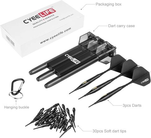 CyeeLife 18g Soft Tip Darts with Carry case and 30 Extra Points,Professional Plastic Darts Set,Multiple colors available in Saudi Arabia