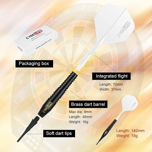 CyeeLife 18g Soft Tip Darts with Carry case and 30 Extra Points,Professional Plastic Darts Set,Multiple colors available in Saudi Arabia