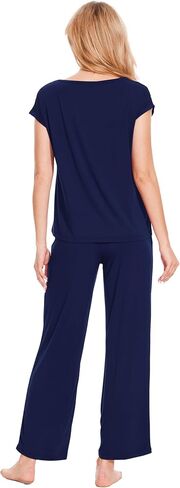 GYS Bamboo Viscose Pajamas for Women Set Soft Short Sleeve Sleepwear with Lace in Saudi Arabia