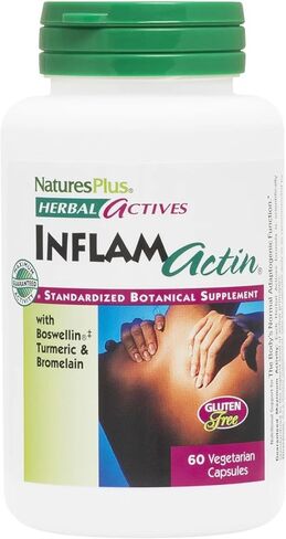 NaturesPlus Herbal Actives InflamActin - 60 Vegetarian Capsules - Herbal Supplement with Turmeric & Bromelain - Supports Adaptogenic Function - Vegan, Gluten-Free - 30 Servings in Saudi Arabia