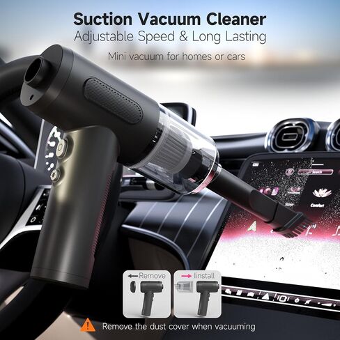 Handheld Car Vacuum Cordless, 12000Pa Strong Suction 3-in-1 Compressed Air Duster & Car Vacuum Cleaner & Hand Pump, 3 Gear Adjustable Handheld Vacuum with LED Light for Car, PC, Keyboard and Carpet in Saudi Arabia