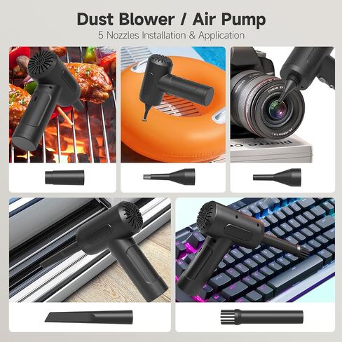 Handheld Car Vacuum Cordless, 12000Pa Strong Suction 3-in-1 Compressed Air Duster & Car Vacuum Cleaner & Hand Pump, 3 Gear Adjustable Handheld Vacuum with LED Light for Car, PC, Keyboard and Carpet in Saudi Arabia