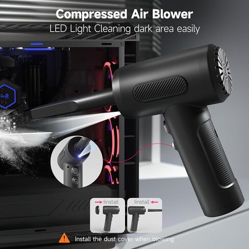 Handheld Car Vacuum Cordless, 12000Pa Strong Suction 3-in-1 Compressed Air Duster & Car Vacuum Cleaner & Hand Pump, 3 Gear Adjustable Handheld Vacuum with LED Light for Car, PC, Keyboard and Carpet in Saudi Arabia