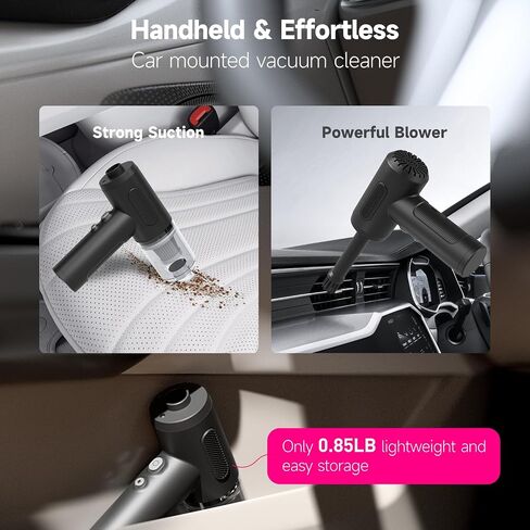 Handheld Car Vacuum Cordless, 12000Pa Strong Suction 3-in-1 Compressed Air Duster & Car Vacuum Cleaner & Hand Pump, 3 Gear Adjustable Handheld Vacuum with LED Light for Car, PC, Keyboard and Carpet in Saudi Arabia
