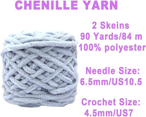 Chunky Yarn for Crocheting 90 yds, 2 Skeins 7mm Thick Bulky Fluffy Soft Chenille Yarn Velvet Yarn for Making Blankets, Clothes, DIY Craft, Pattern Knitting Creations 0.44lb (Sapphire Blue) in Saudi Arabia