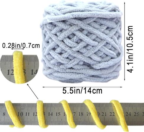 Chunky Yarn for Crocheting 90 yds, 2 Skeins 7mm Thick Bulky Fluffy Soft Chenille Yarn Velvet Yarn for Making Blankets, Clothes, DIY Craft, Pattern Knitting Creations 0.44lb (Sapphire Blue) in Saudi Arabia