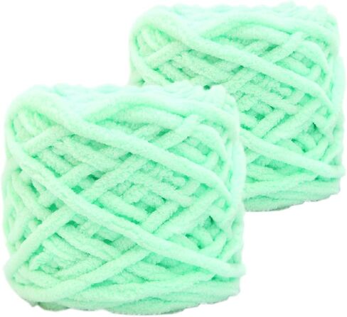 Chunky Yarn for Crocheting 90 yds, 2 Skeins 7mm Thick Bulky Fluffy Soft Chenille Yarn Velvet Yarn for Making Blankets, Clothes, DIY Craft, Pattern Knitting Creations 0.44lb (Sapphire Blue) in Saudi Arabia