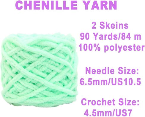 Chunky Yarn for Crocheting 90 yds, 2 Skeins 7mm Thick Bulky Fluffy Soft Chenille Yarn Velvet Yarn for Making Blankets, Clothes, DIY Craft, Pattern Knitting Creations 0.44lb (Sapphire Blue) in Saudi Arabia