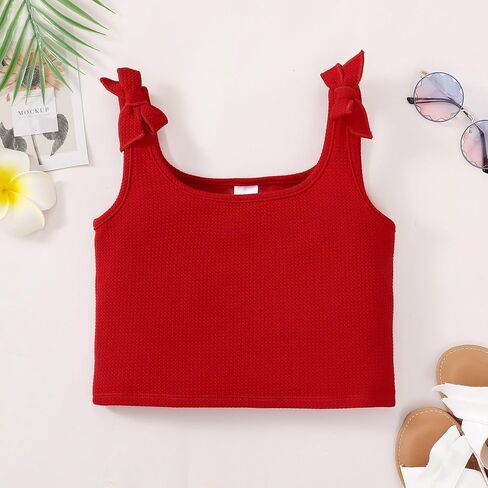ROMPERINBOX Girls Tank Tops 8-12 Years 3 Pack Tween Girl Knot Shoulder Textured Crop Tank Top in Saudi Arabia