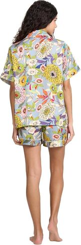 Womens Silk Satin Shorts Pajamas Set Button Down 2 Piece Pjs Short Sleeve Oversized Sleepwear with Pockets in Saudi Arabia