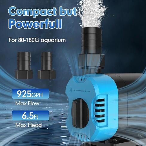 Submersible Water Pump, 45W Fountain Pump 1320 GPH 110V Powerful Adjustable Quiet Aquarium Pump, Pond Pump 2 Size Nozzles for 130-270 Gallon Fish Tank Fountain Pond Hydroponic Water Table in Saudi Arabia