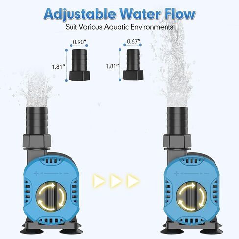 Submersible Water Pump, 45W Fountain Pump 1320 GPH 110V Powerful Adjustable Quiet Aquarium Pump, Pond Pump 2 Size Nozzles for 130-270 Gallon Fish Tank Fountain Pond Hydroponic Water Table in Saudi Arabia