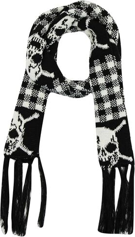 ANKOMINA Winter Warm Knitted Scarf Skull Skeleton Print Shawl Wraps Neck Warmer Tassel Fringe Scarf for Women Men Kids in Saudi Arabia