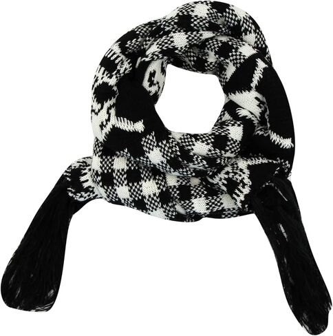 ANKOMINA Winter Warm Knitted Scarf Skull Skeleton Print Shawl Wraps Neck Warmer Tassel Fringe Scarf for Women Men Kids in Saudi Arabia