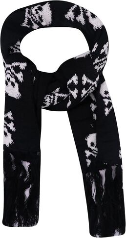 ANKOMINA Winter Warm Knitted Scarf Skull Skeleton Print Shawl Wraps Neck Warmer Tassel Fringe Scarf for Women Men Kids in Saudi Arabia