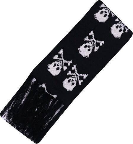 ANKOMINA Winter Warm Knitted Scarf Skull Skeleton Print Shawl Wraps Neck Warmer Tassel Fringe Scarf for Women Men Kids in Saudi Arabia