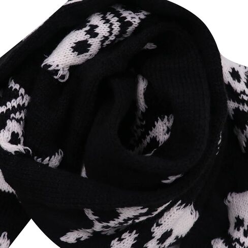 ANKOMINA Winter Warm Knitted Scarf Skull Skeleton Print Shawl Wraps Neck Warmer Tassel Fringe Scarf for Women Men Kids in Saudi Arabia