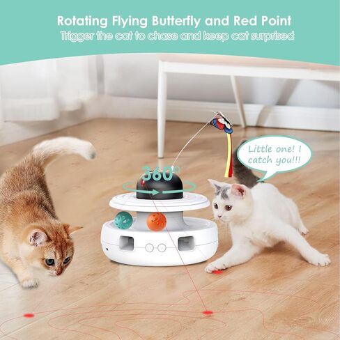 لعبة كاشيفي للقطط التفاعلية للقطط الداخلية: ألعاب ريش القطط 5 في 1 قابلة لإعادة الشحن أوتوماتيكية مع ضوء | معالجة الكرات | النعناع البري | ريشة الكمين | نداء الطيور | الفراشة الطائرة لتمرين القطط in Kuwait