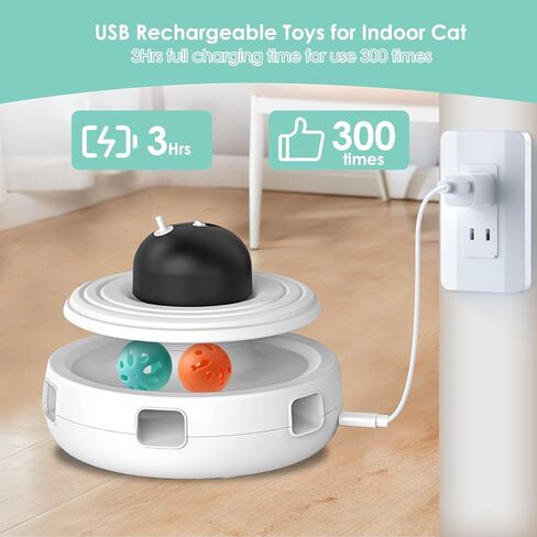 لعبة كاشيفي للقطط التفاعلية للقطط الداخلية: ألعاب ريش القطط 5 في 1 قابلة لإعادة الشحن أوتوماتيكية مع ضوء | معالجة الكرات | النعناع البري | ريشة الكمين | نداء الطيور | الفراشة الطائرة لتمرين القطط in Kuwait