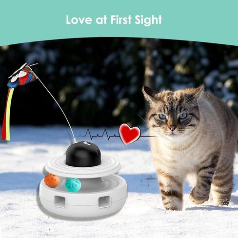 لعبة كاشيفي للقطط التفاعلية للقطط الداخلية: ألعاب ريش القطط 5 في 1 قابلة لإعادة الشحن أوتوماتيكية مع ضوء | معالجة الكرات | النعناع البري | ريشة الكمين | نداء الطيور | الفراشة الطائرة لتمرين القطط in Kuwait