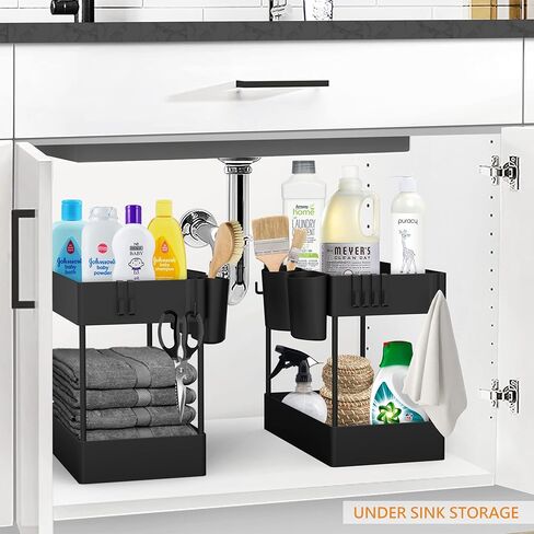 CAXXA 4-Tier Rolling Storage Organizer with 4 Small Baskets - Mobile Utility Cart with Caster Wheels, Black in Kuwait