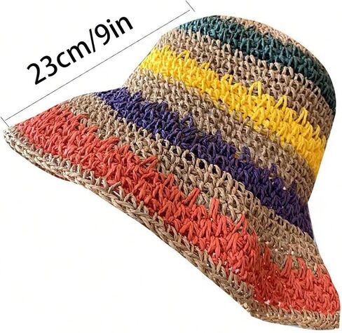 Verdusa Women's Casual Bucket Hat Striped Foldable Sun Hat Outdoor Hats in Saudi Arabia