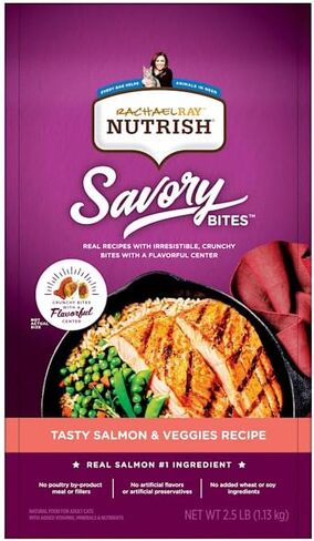 راشيل راي نوتريش لدغات لذيذة مع سمك السلمون والخضار وصفة طعام جاف للقطط، 2.5 رطل. in Kuwait