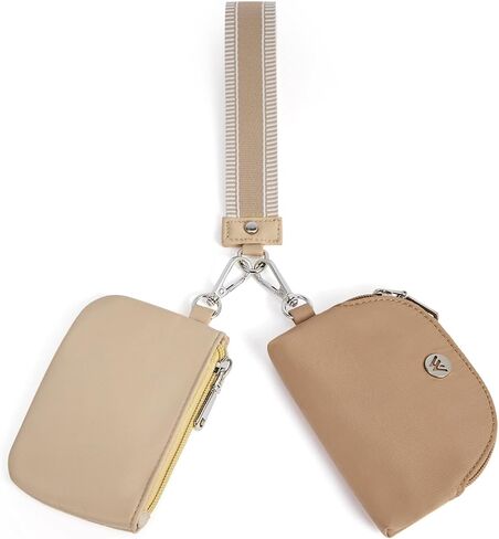 WESTBRONCO Wristlet Wallets for Women Dual Pouch Wristlet Detachable Mini Zip Around Coin Purse Keychain Wallet Double Pocket Wrist Wallet Mini Purse in Saudi Arabia