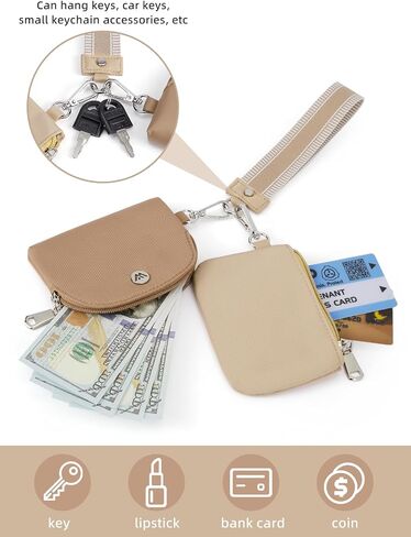 WESTBRONCO Wristlet Wallets for Women Dual Pouch Wristlet Detachable Mini Zip Around Coin Purse Keychain Wallet Double Pocket Wrist Wallet Mini Purse in Saudi Arabia