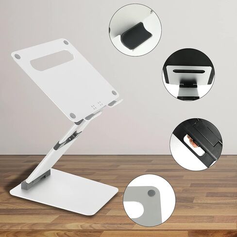 حامل كمبيوتر محمول Winunite فضي قابل للتعديل للمكتب متوافق مع أجهزة كمبيوتر MacBook المحمولة مقاس 10 15 17 بوصة، حامل كمبيوتر محمول مريح للوقوف يناسب جميع أجهزة الكمبيوتر المحمولة والأجهزة اللوحية 11-17 بوصة in Kuwait