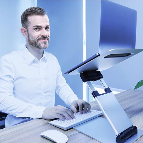 حامل كمبيوتر محمول Winunite فضي قابل للتعديل للمكتب متوافق مع أجهزة كمبيوتر MacBook المحمولة مقاس 10 15 17 بوصة، حامل كمبيوتر محمول مريح للوقوف يناسب جميع أجهزة الكمبيوتر المحمولة والأجهزة اللوحية 11-17 بوصة in Kuwait